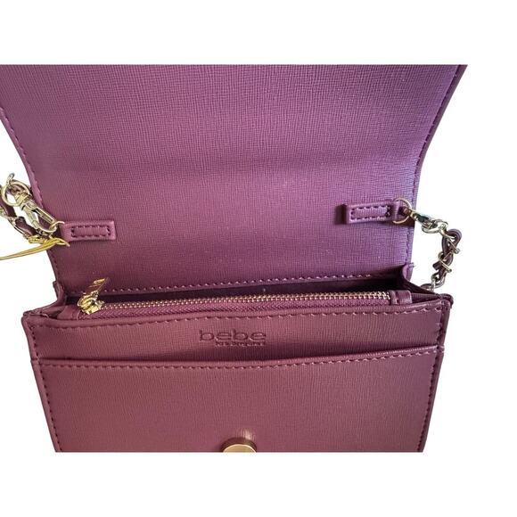 New BEBE berry 8x5x2 embossed crossbody with 21” gold tone and braided shoulder - Picture 9 of 13